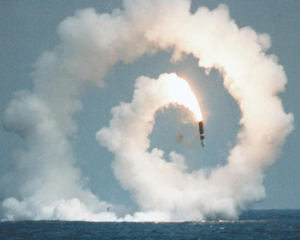 An actual photo (source unknown) of a Trident missile launch 